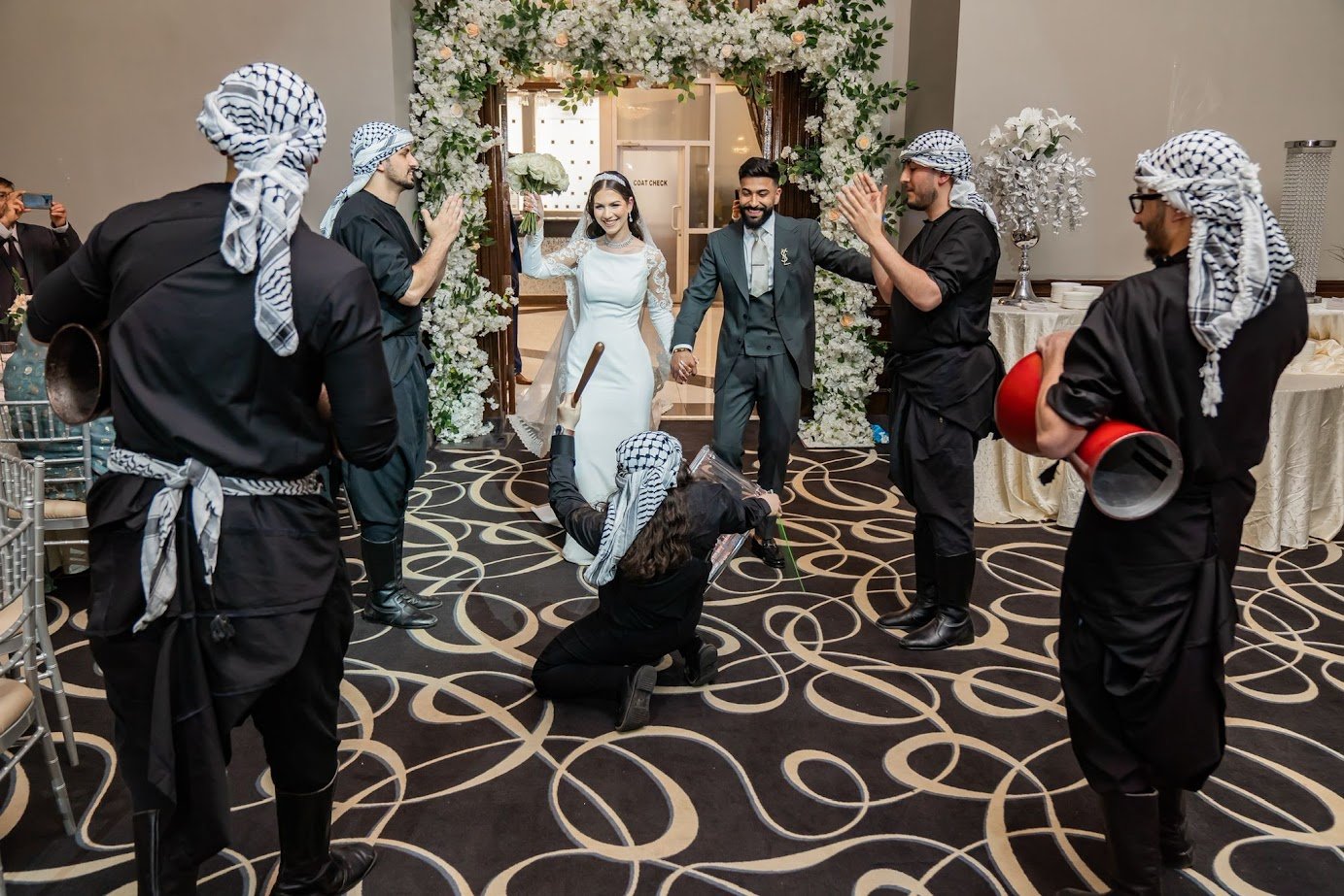 Wedding zaffeh with bride and groom